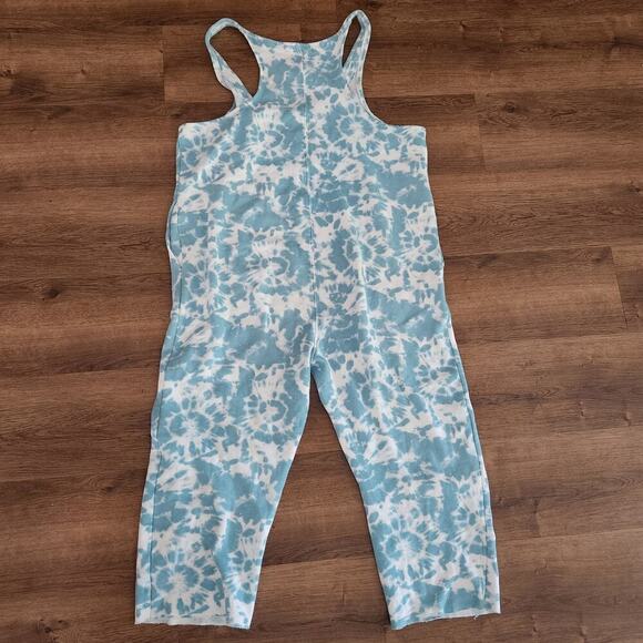 Colsie Turquoise / White Tie Dye Sweats Overalls Women Size Large - Picture 4 of 4
